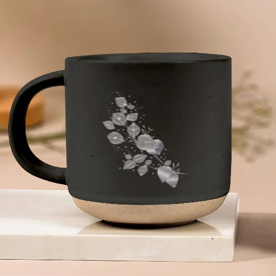 noble leaf tendril in metallic silver look Pottery Mugs