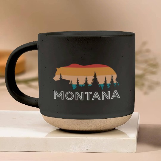 Montana Grizzly Bear Retro Pottery Mugs