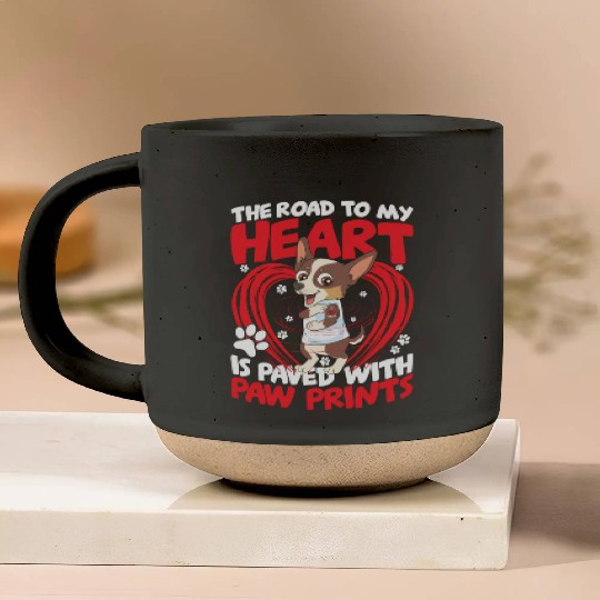 The Road To My Heart Is Paved with Paw Prints Pottery Mugs