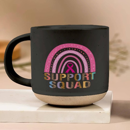 Support Squad Leopard Pink Warrior Breast Cancer Pottery Mugs
