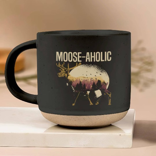 Moose-aholic Moose Wildlife Animal Alces Elk Deer Pottery Mugs