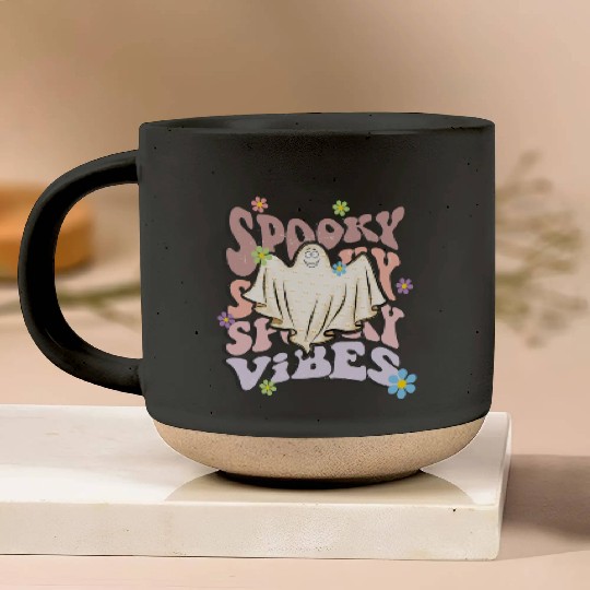 Spooky Season Retro Wavy Halloween Ghost Pottery Mugs