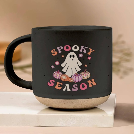 Spooky Season Cute Retro Pumpkin Ghost Gift Kids Pottery Mugs