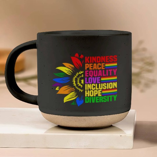 Kindness Peace Equality Love Inclusion Hope LGBT Pottery Mugs