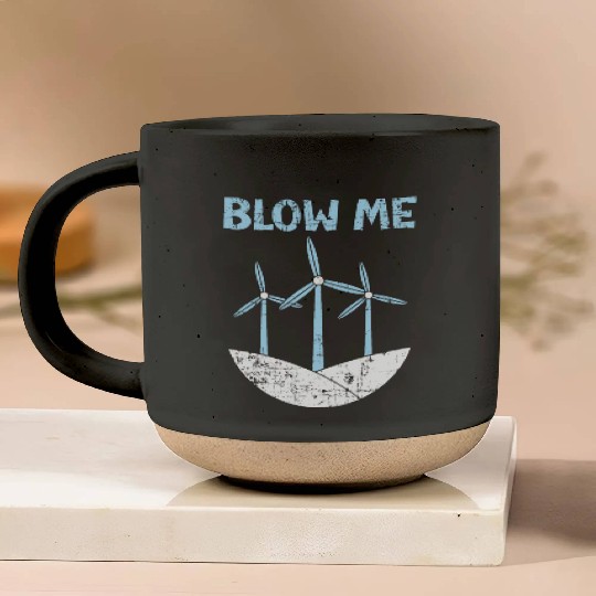 Blow Me Wind Renewable Energy Windtech Windmill Pottery Mugs