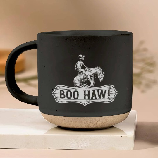 Cowboy Halloween Boo Haw Western Skeleton Rider Pottery Mugs