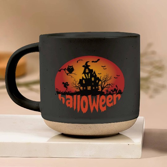 Halloween Scary Night Witch House Pottery Mugs