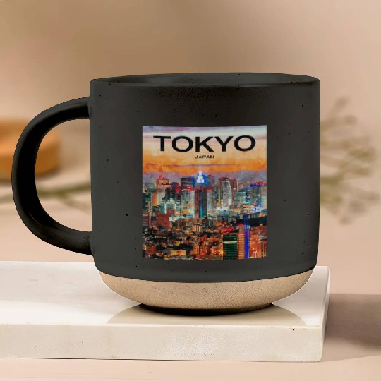 Tokyo, Japan, Skyline Pottery Mugs