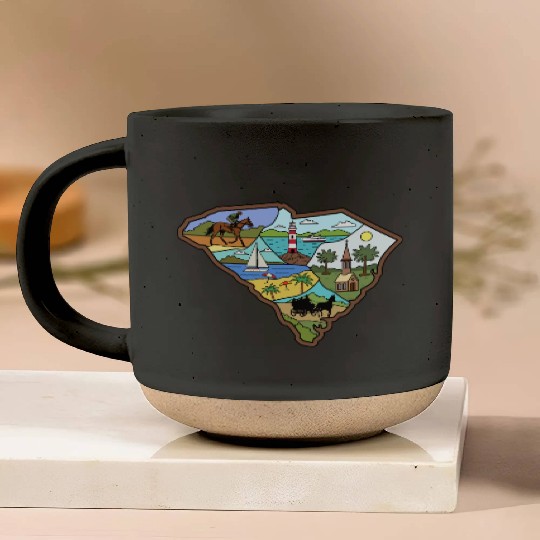 Vintage Charleston Columbia South Carolina Map Pottery Mugs