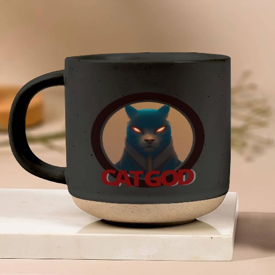 Samurai Cat God Pottery Mugs