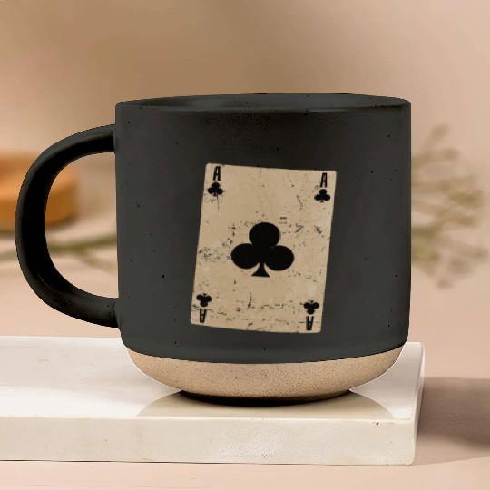Ace of Clubs Poker or Skat Card Game Pottery Mugs