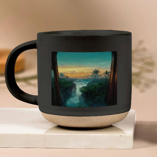 Paradise island painting Pottery Mugs