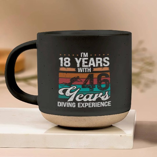 64 Birthday Idea Scuba Diving 64 Year Old Diver Pottery Mugs