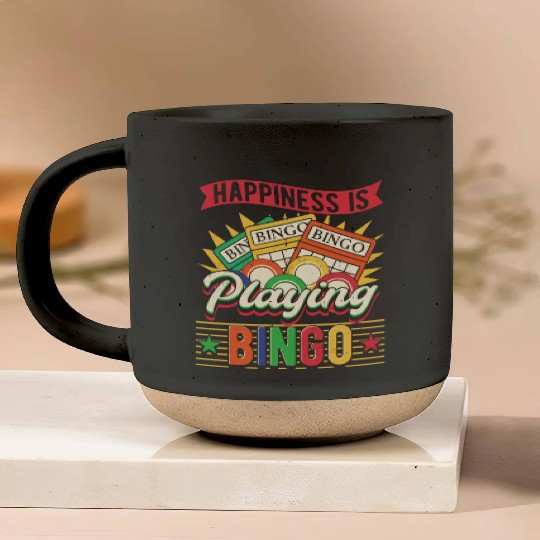 Happiness Is Playing Bingo Pottery Mugs