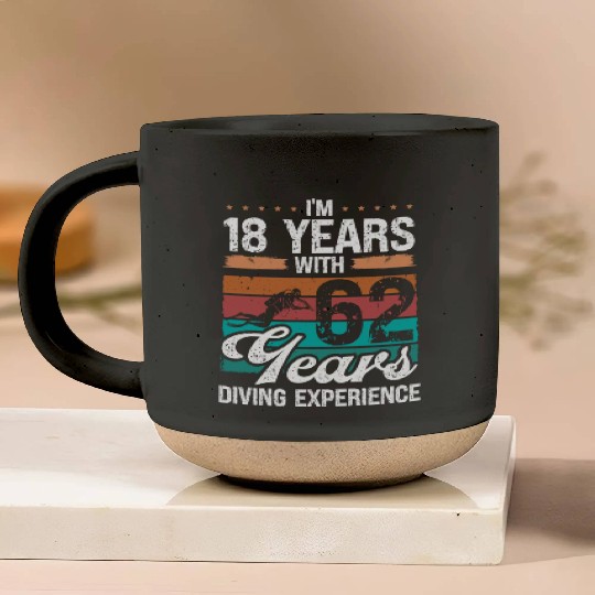 80 Birthday Idea Scuba Diving 80 Year Old Diver Pottery Mugs