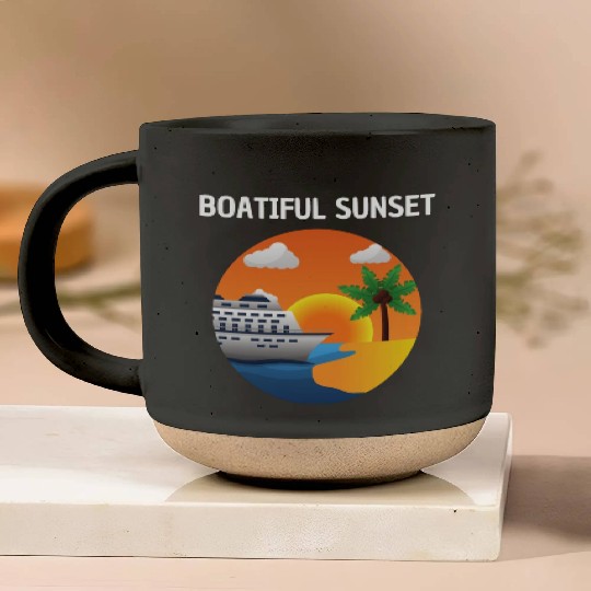 Boatiful Sunset Cruise Vaction Ship Mardi Gras Pottery Mugs