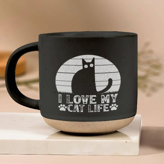 Cat Owner Cat Lover I Love My Cat Life Funny Cat M Pottery Mugs