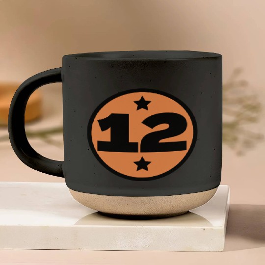 12 Circle Orange Black Birthday Age Pottery Mugs