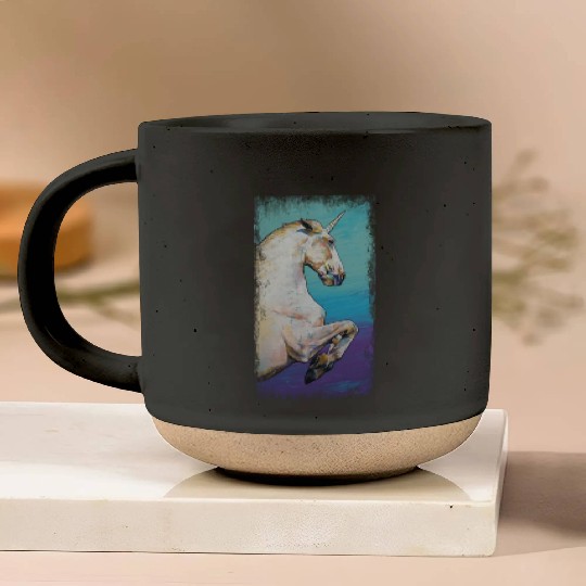 White Unicorn Design Pottery Mugs