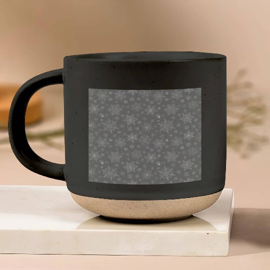 Grey Snowflakes Pattern Pottery Mugs