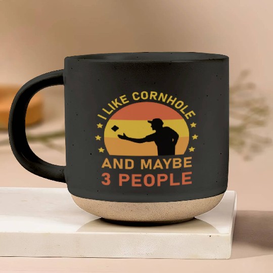 I like cornhole and maybe 3 people - Bean Bag Toss Pottery Mugs