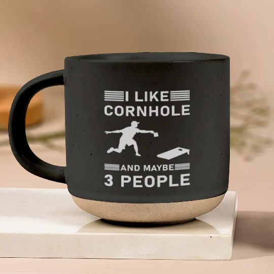I like cornhole and maybe 3 people - Bean Bag Toss Pottery Mugs