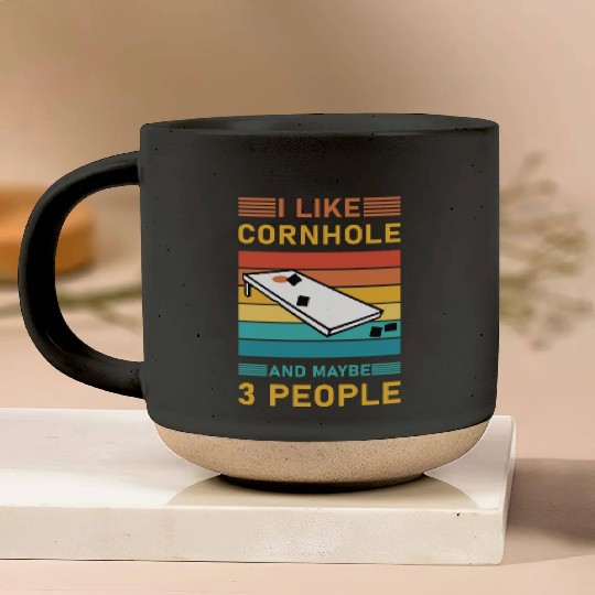 I like cornhole and maybe 3 people - Bean Bag Toss Pottery Mugs