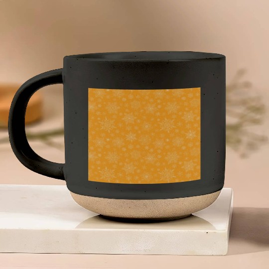 Orange Snowflakes Pattern Pottery Mugs