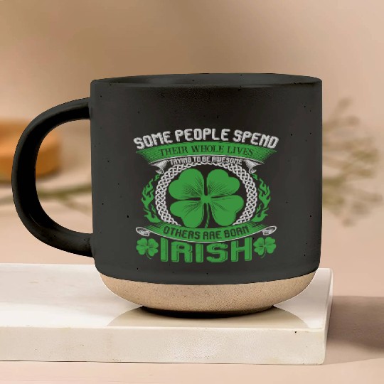 Born Irish Shamrock Lucky Clover Ireland Holiday Pottery Mugs