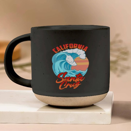 Santa Cruz California Waves Surf Beach Pottery Mugs
