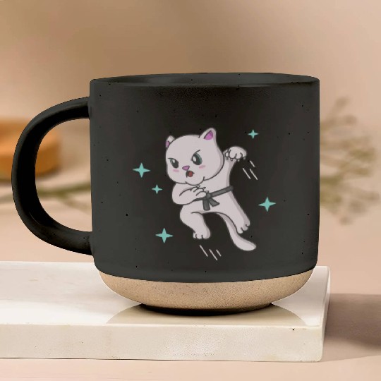 Kawaii Cat Ninja Kitten Fighter Karate Pottery Mugs