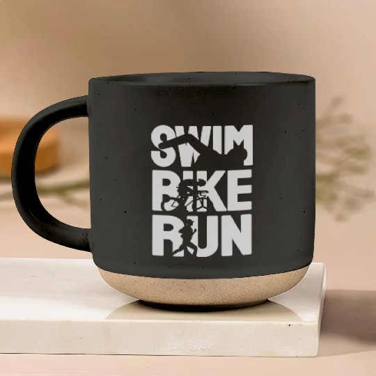 Swim Bike Run Pottery Mugs