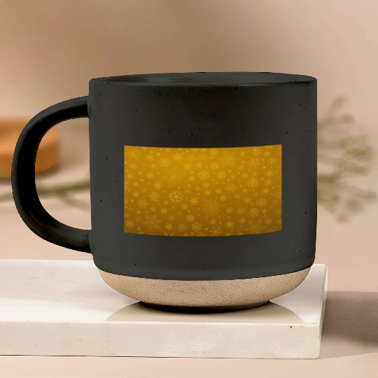 Abstract Yellow Snowflakes Pattern Pottery Mugs