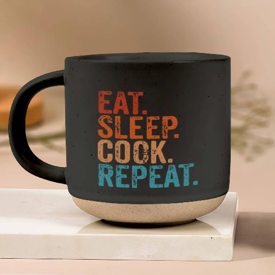 Eat Sleep Cook Repeat Cooking Chef Culinary Lunch Pottery Mugs