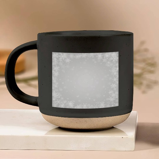 Grey White Snowflakes Pattern Pottery Mugs