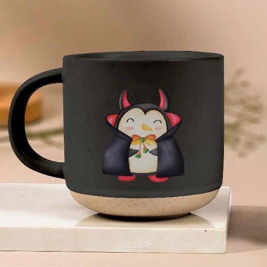 Halloween Penguin in vampire costume Pottery Mugs
