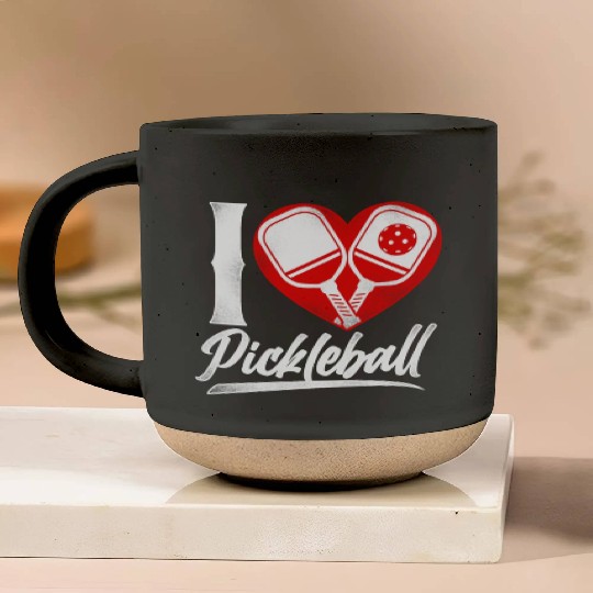 Pickleball Heart I Love Pickleball Pottery Mugs