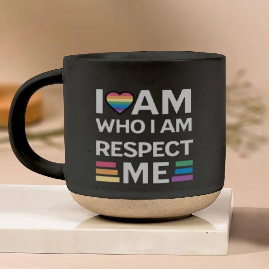i am who i am respect me rainbow unisex Pottery Mugs