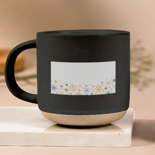 Elegant Snowflakes White Gold Silver Pottery Mugs