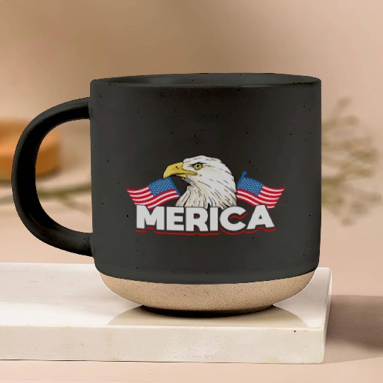 Merica Bald Eagle US Flag Independence Pottery Mugs