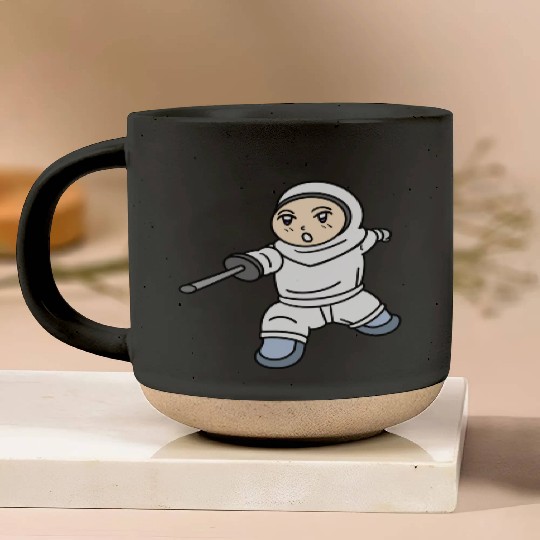 Cartoon kid fencing Pottery Mugs