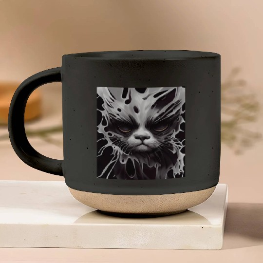 Angry Cat Pottery Mugs