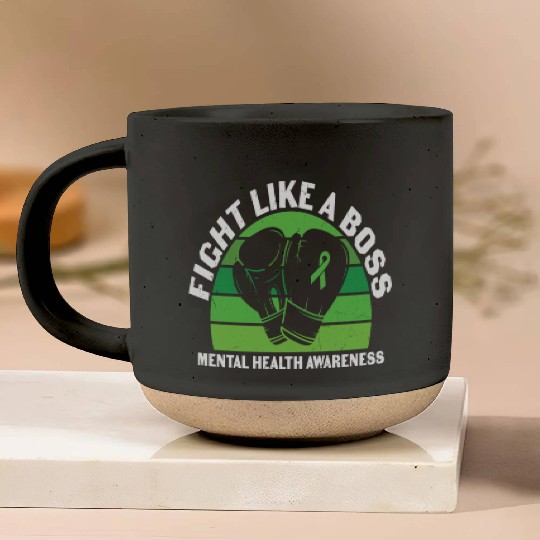 Fight Like A Boss Mental Health Awareness Pottery Mugs