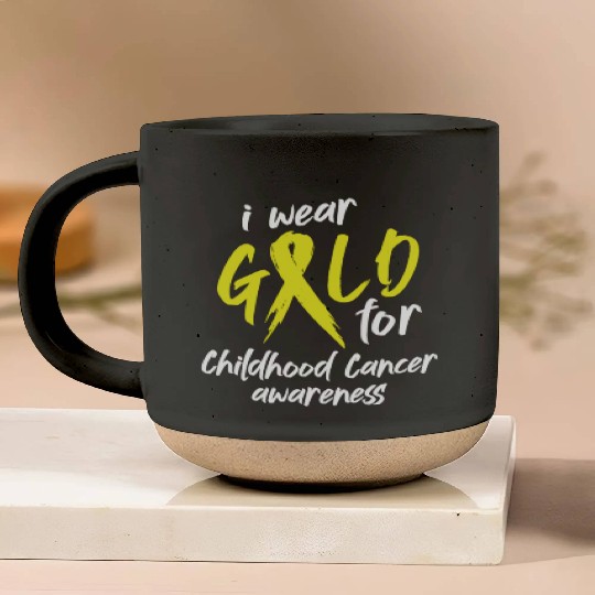 I Wear Gold For Childhood Cancer Awareness Pottery Mugs