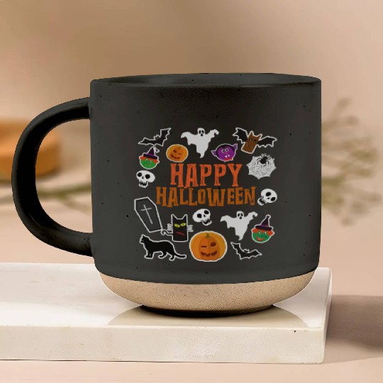 Pumpkin Lantern Skull Ghost Happy Halloween Pottery Mugs
