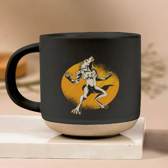 Halloween Monster Line Art Werewolf Horror Pottery Mugs