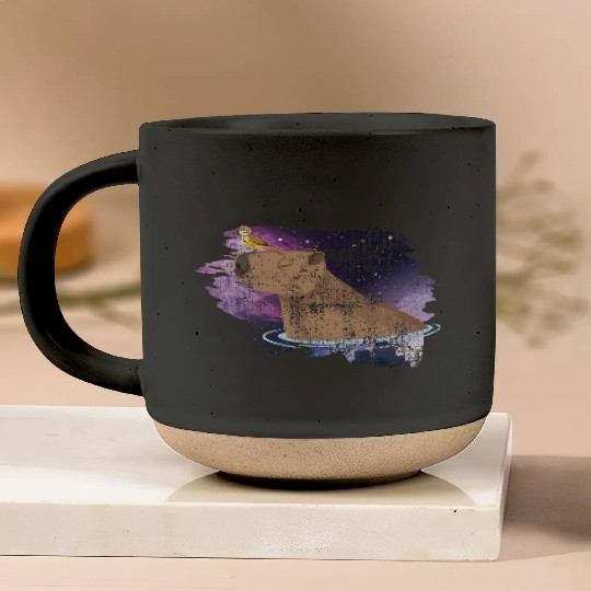 Distressed Capybara And Bird Nature Animal Rodent Pottery Mugs