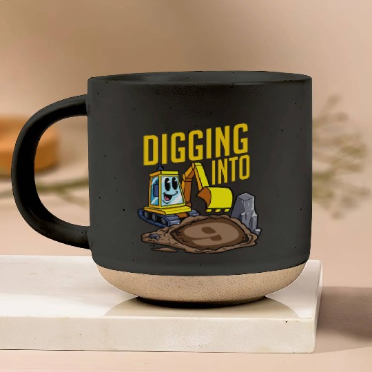 Excavator Driver Digging Into 9 Birthday Excavator Pottery Mugs