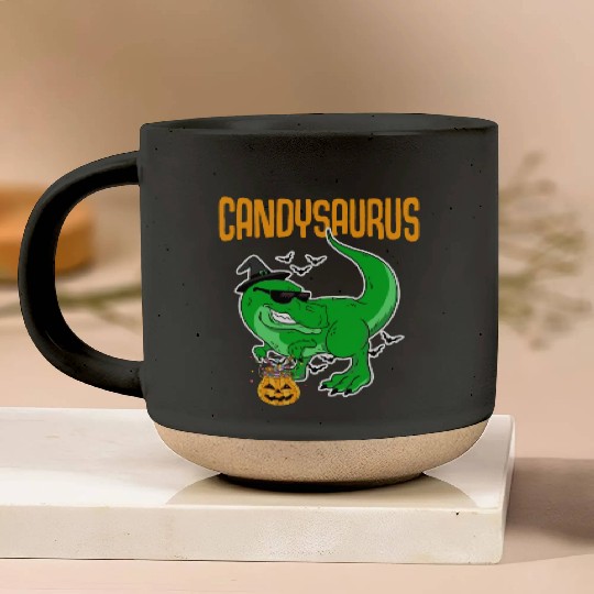 Candysaurus Creepy Trex With Pumpkin Face For Pottery Mugs