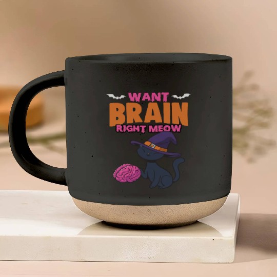 Halloween Zombie Cat For A Trick Or Treat Brainy Pottery Mugs